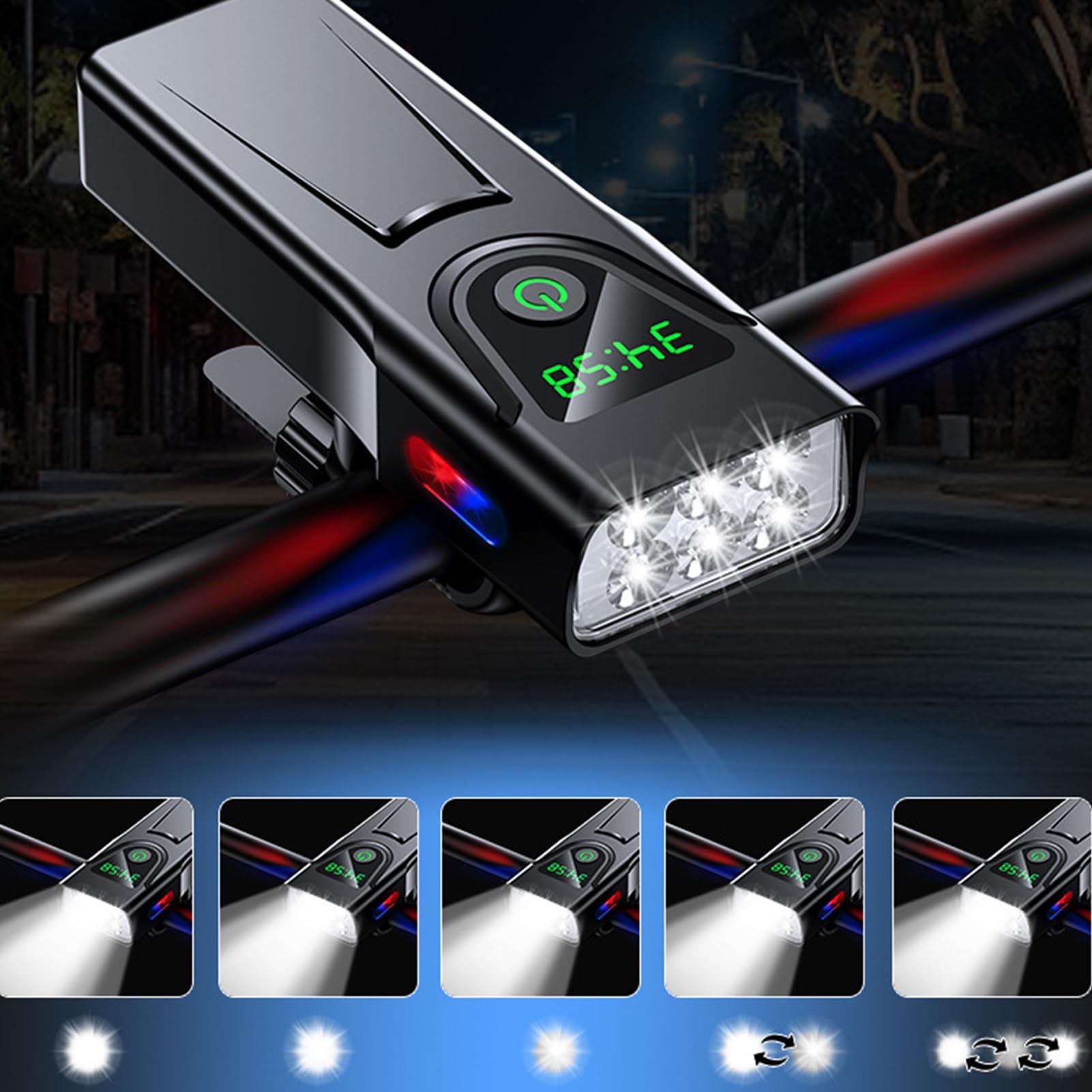 Luce per Bicicletta Lampada Frontale Impermeabile Ricaricabile Con 5 | 1000 Lumen Luce Per Bicicletta 5200mAh Per Bambini Passeggini Ciclismo Uomini Adulti Scooter