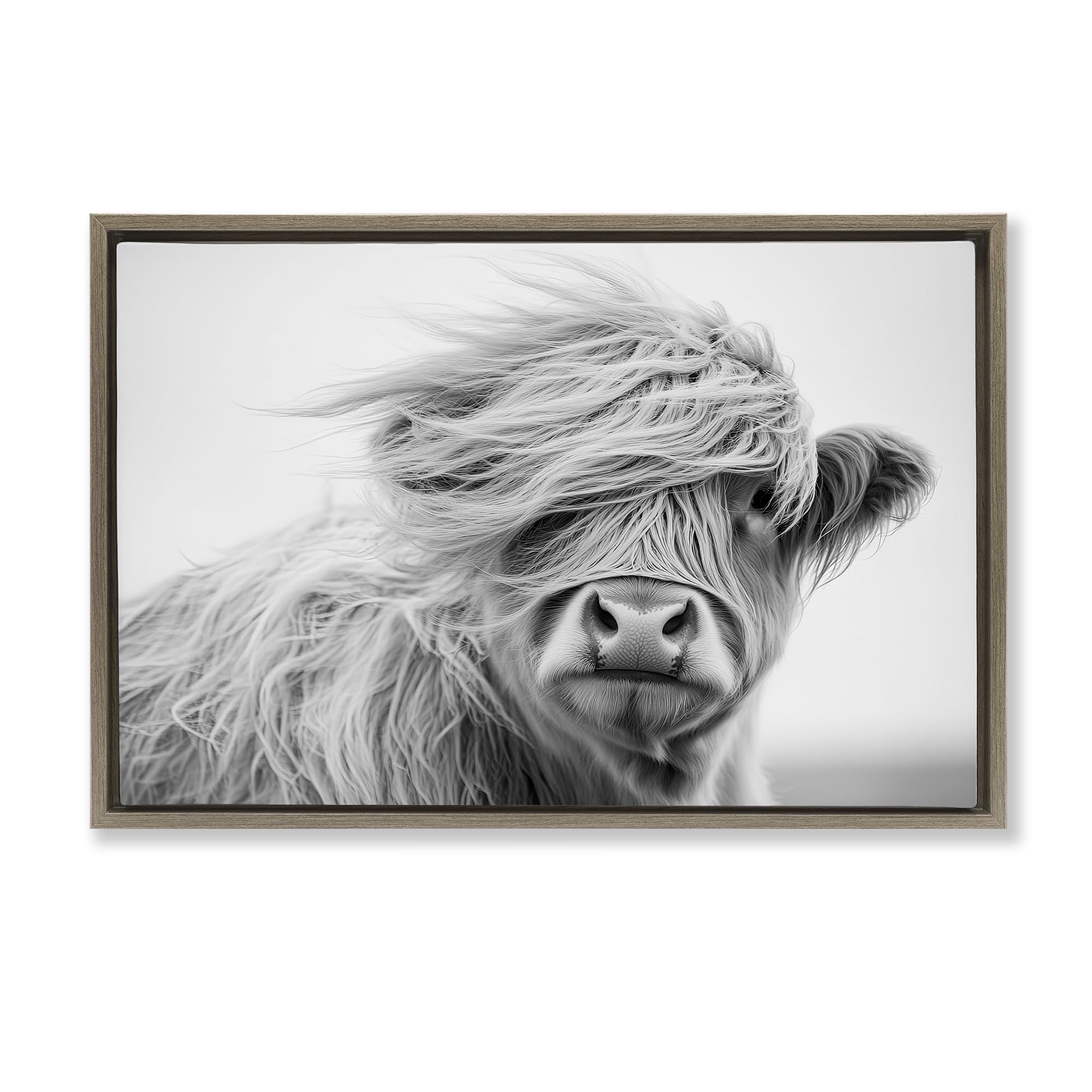 Stupell Industries 'Easy Breezy Highland', Floating Frame Canvas Art, Brown, 31 x 21 Inches, Easy to Hang and Sturdy, Made in USA, by Tina LeCour