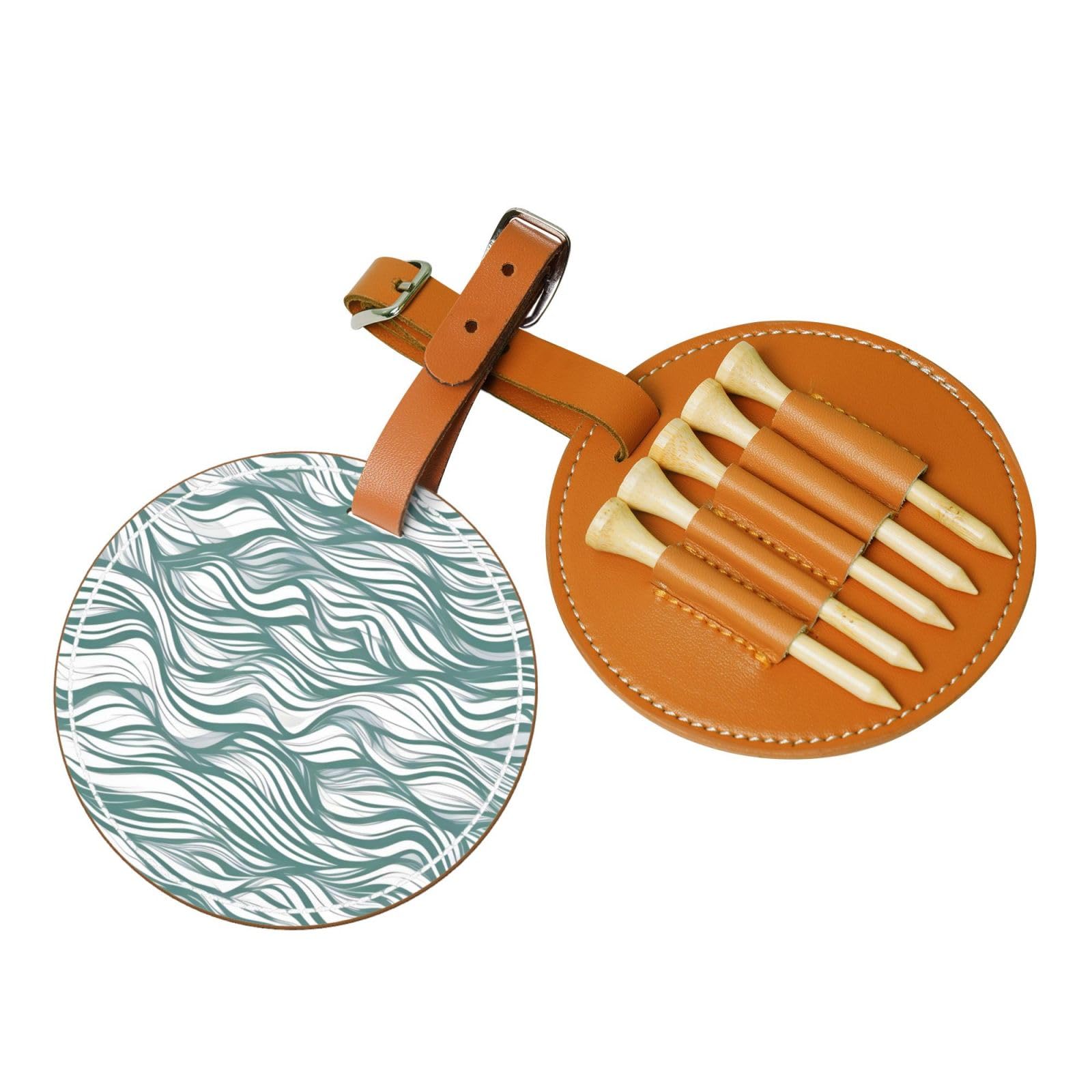 WXXWXD Green wavy stripe Printed Golf Tee Storage Bag - Portable Storage, Easily Organize Tees