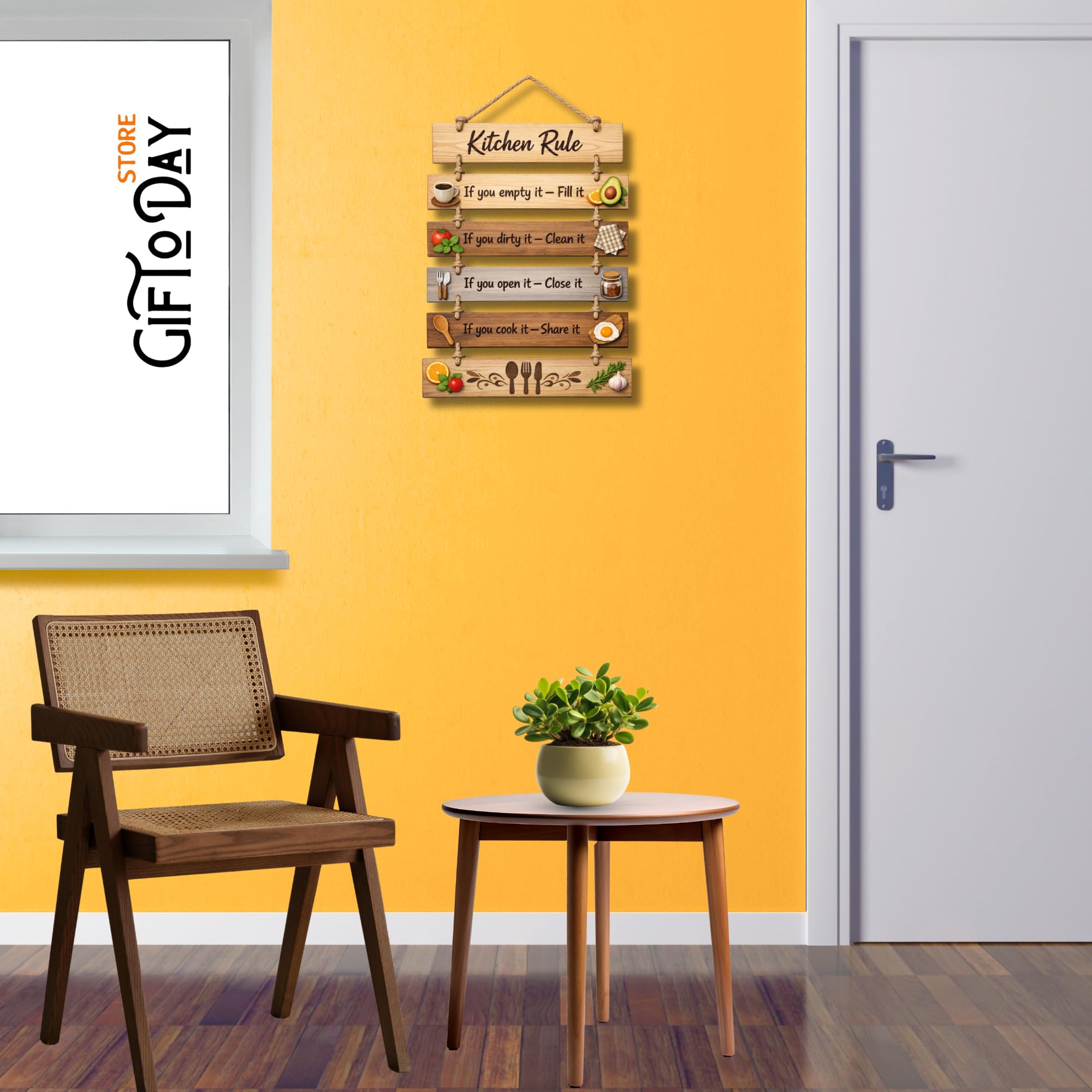 GiftOday Wooden Wall Hanging for Home & Kitchen Decor | Inspirational & Decorative Wall Art for Living Room, Bedroom, Kitchen & Office | Modern Rustic MDF Wall Hanging Ornament 1