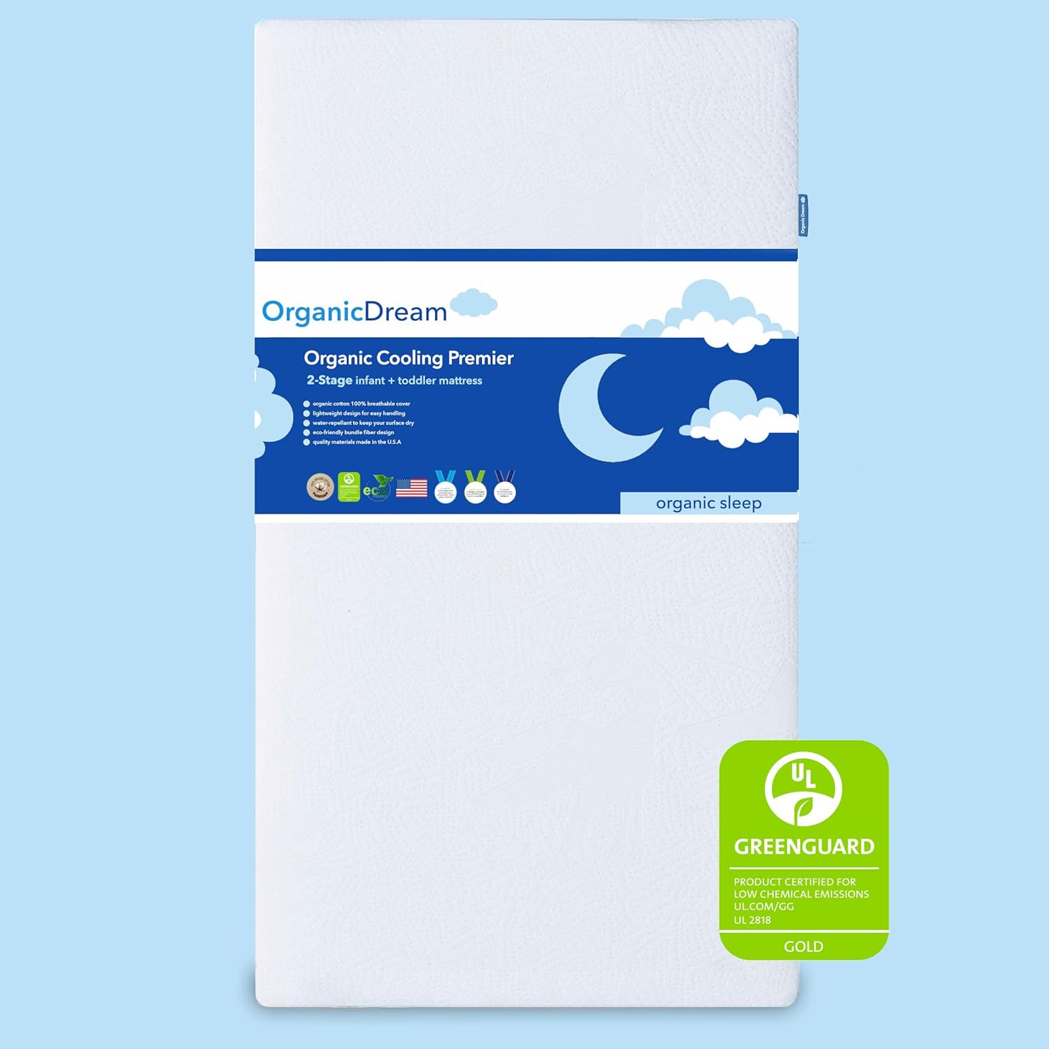 ORGANICDREAM Cooling Premier 2-Stage Crib and Toddler Mattress, Proven to Reduce Suffocation, GREENGUARD Gold Certfied