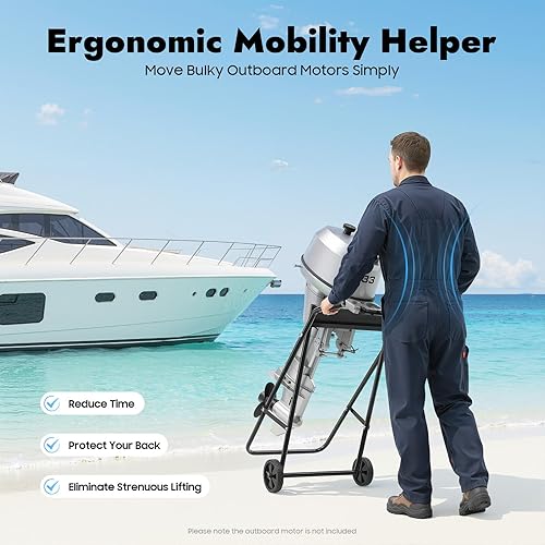 Miniatura 7 de Soporte de motor fuera de borda de capacidad de 154 libras, resistente, multiusos, soporte de motor de barco, carrito de transporte, soporte de