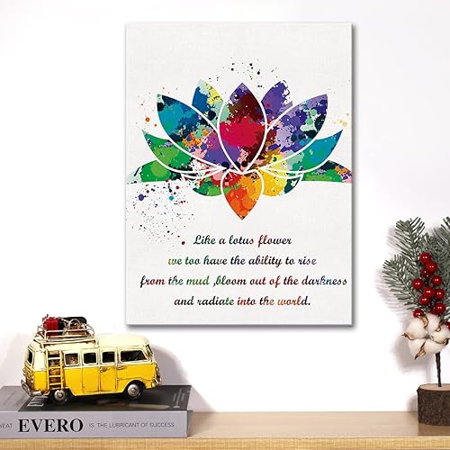 Miniatura 4 de Just like the Lotus - Lienzo con cita inspiradora, arte para pared, acuarela de loto, lienzo positivo, decoración de pared, regalo motivacional