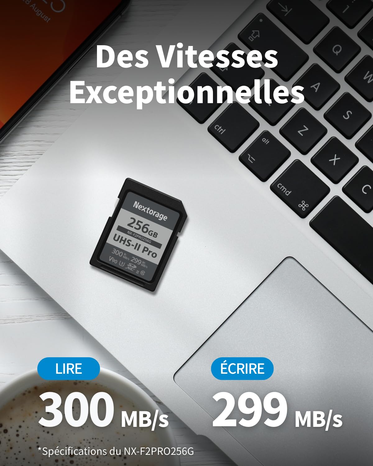 Nextorage Carte SD 256Go, SDXC UHS-II 256GB, SD Card mémoire Japonaise, Accessoires Photo et caméscopes pour appareils Photo Nikon/Canon/Sony/Fujifilm/Nintendo Switch, F2PRO NX-F2PRO256G