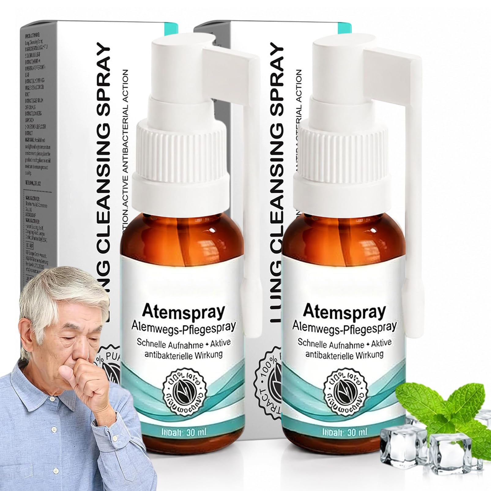 Spray respiratorio per la pulizia dei polmoni, 2026, spray per la pulizia dei polmoni, con ingredienti naturali, delicato e senza irritazioni, per uomini e donne