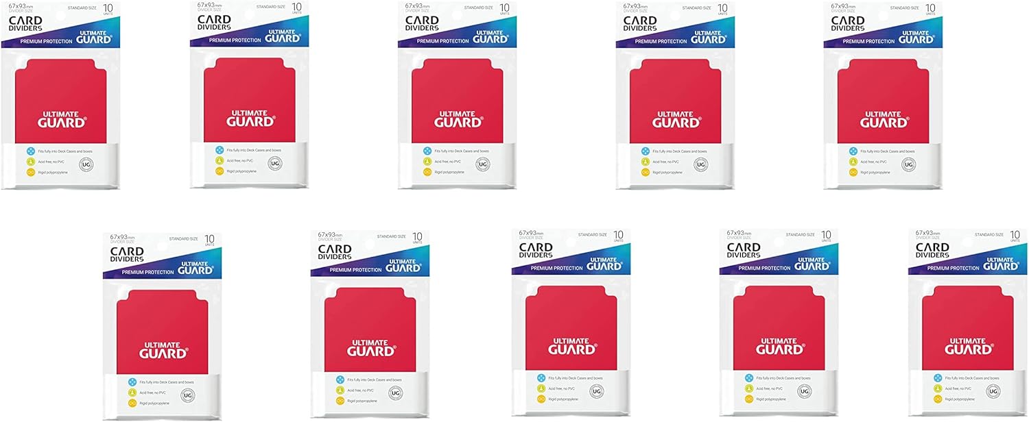 10 Packs Ultimate Guard Red Card Dividers (10) Standard Size Display Case