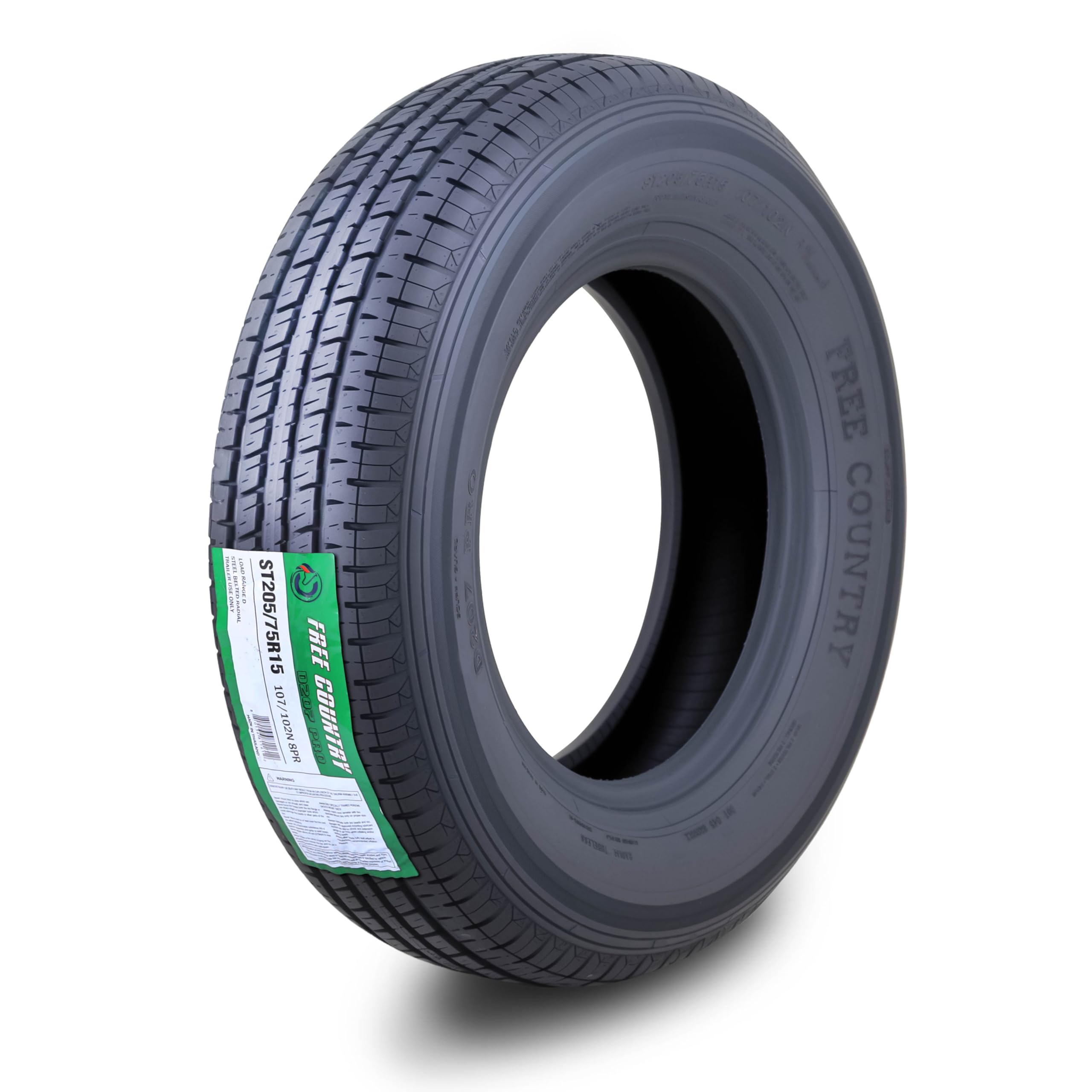 One Premium FREE COUNTRY Trailer Tire ST205/75R15 205 75 15 Radial 8-Ply Load Range D w/Scuff Guard