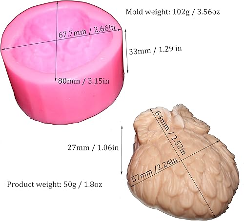 Vista 21 de Paquete de 2 moldes de silicona para jabón natural para el cuidado de la piel, jabón de arte y productos de aromaterapia (elefante)