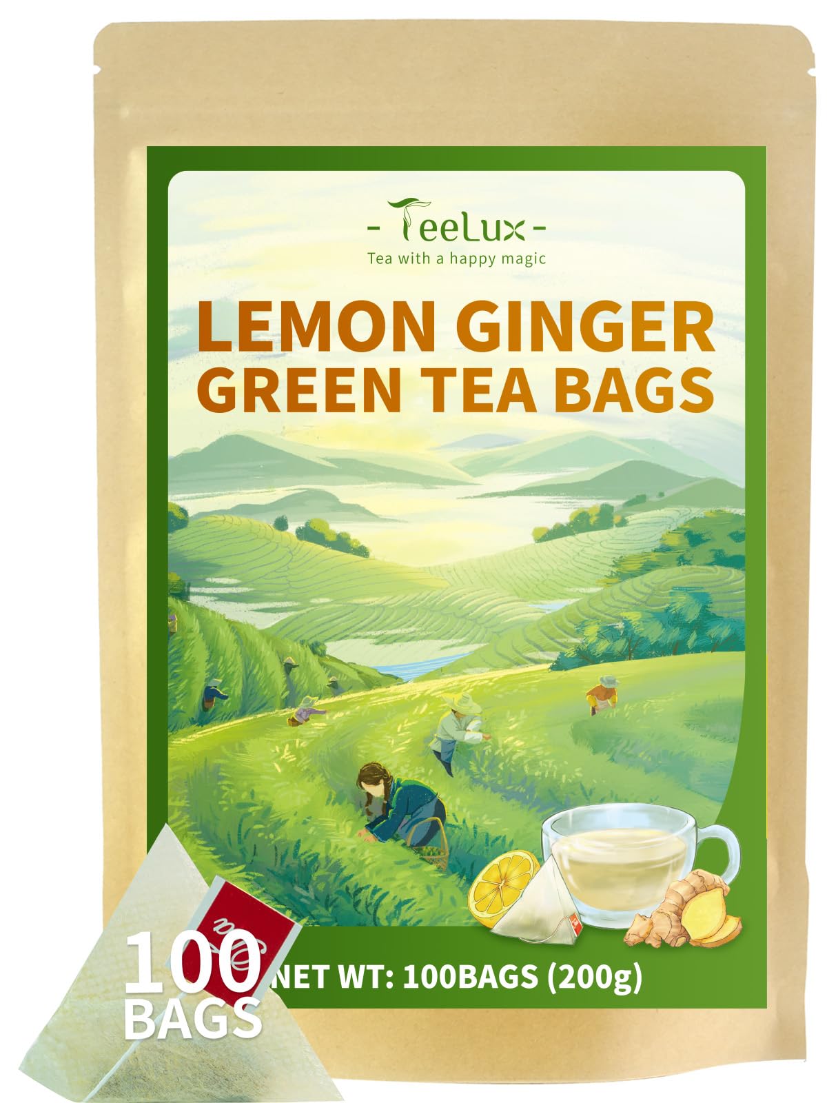 Amazon.com : TeeLux Lemon Ginger Green Tea, Zesty Ginger
