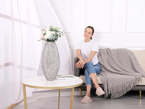 Miniatura 2 de Leewadee Jarrón decorativo alto para decoración de sala de estar, 18 pulgadas, negro, resina