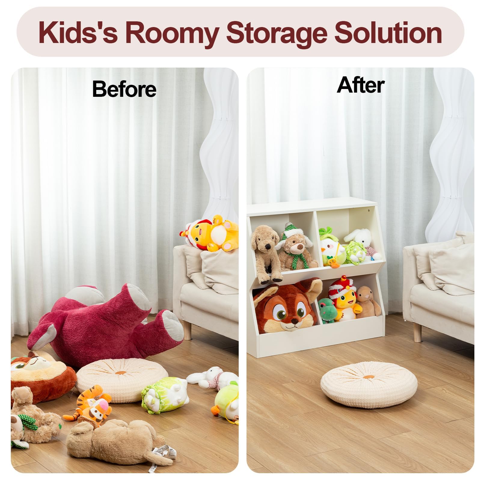 StrongTek 2-Tier Kids’ Book & Toy Organizer with 4 Compartments, 29