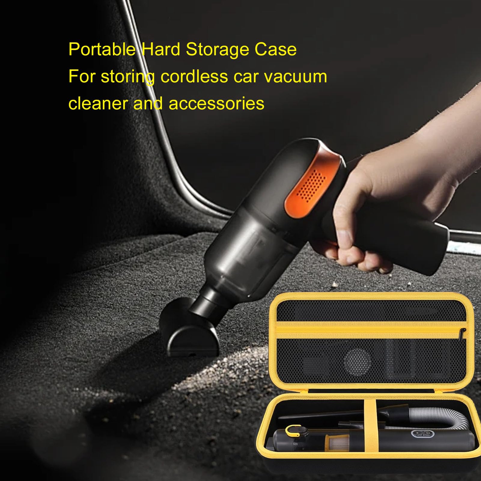 Elprico Dla Fanttik Slim V8 Mate CAR Vacuum Hard Case, Przenośna Twarda Skrzynia do Przechowywania, Fanttik Cordless V8/V10 CAR Organizator Próżniowy, Czarny (tylko obudowa)
