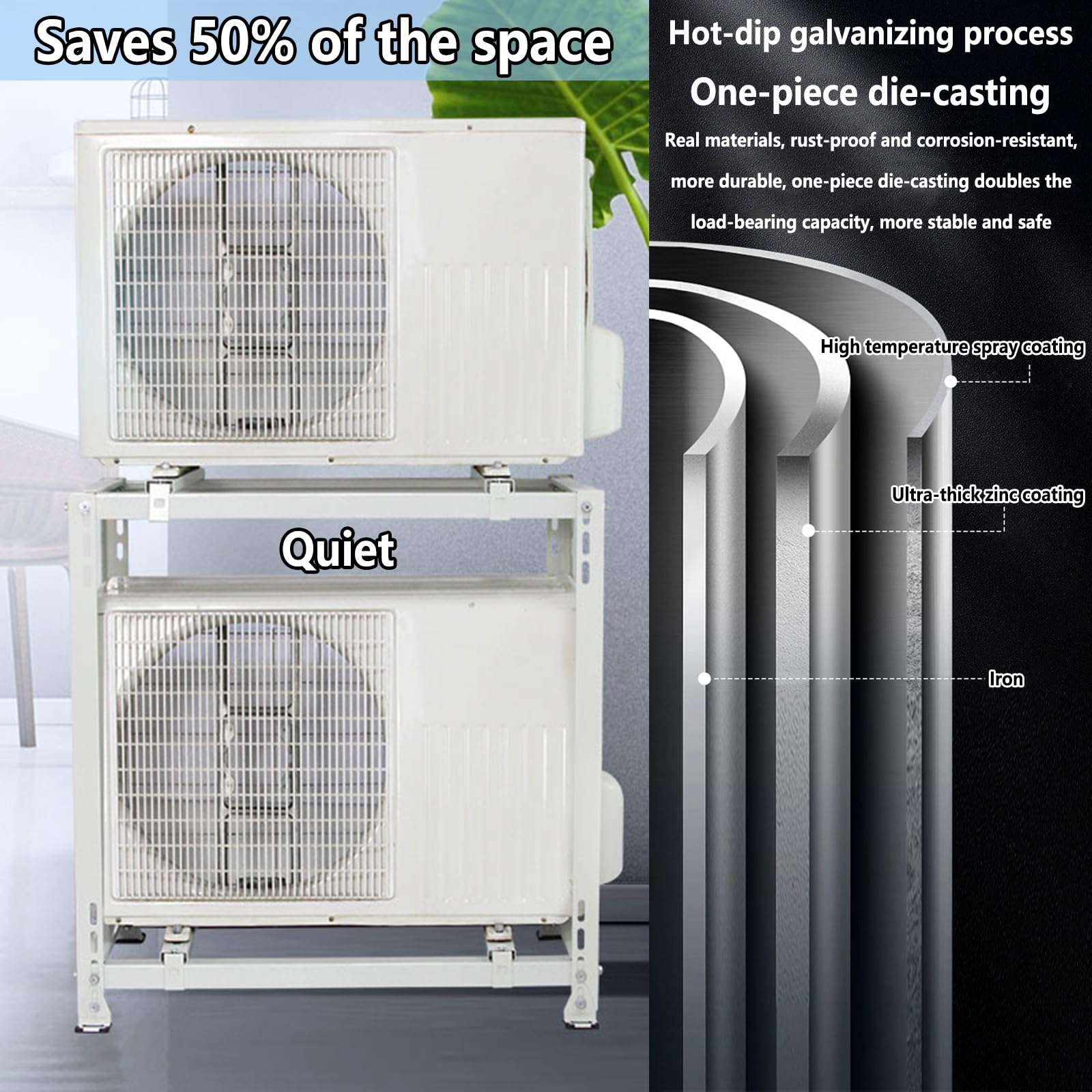 Robuste Wandhalterung für Klimaanlagen – geeignet für Dual-System-Split-Klimaanlagen und Wärmepumpen – Geräuschdämpfungsset sorgt für sichere Installation und verbessert die Lichteffekte.