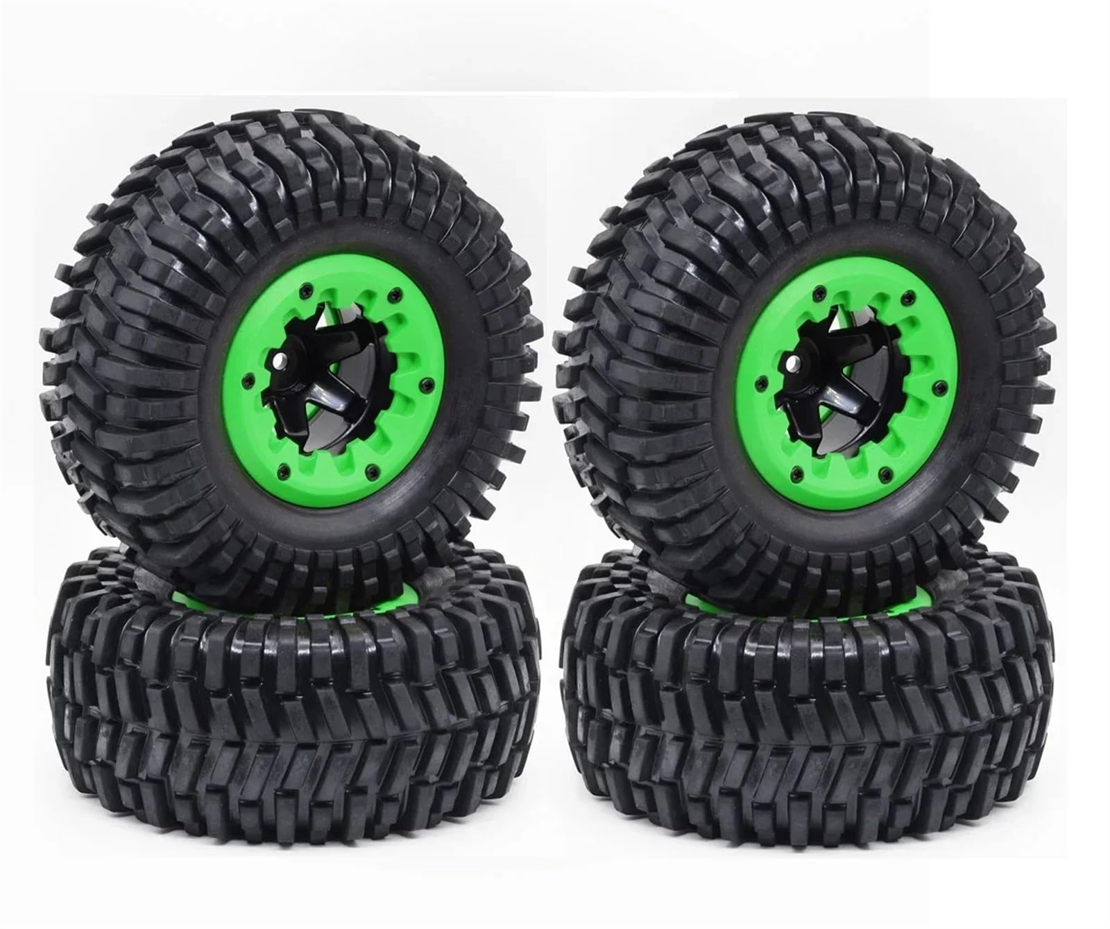 RC Pneus Jante Compatible avec Huanqi 727 pour Remo 1:10 Modèles De Voitures Télécommandées Roues De Pneus De Camion De Courte Durée(Green)