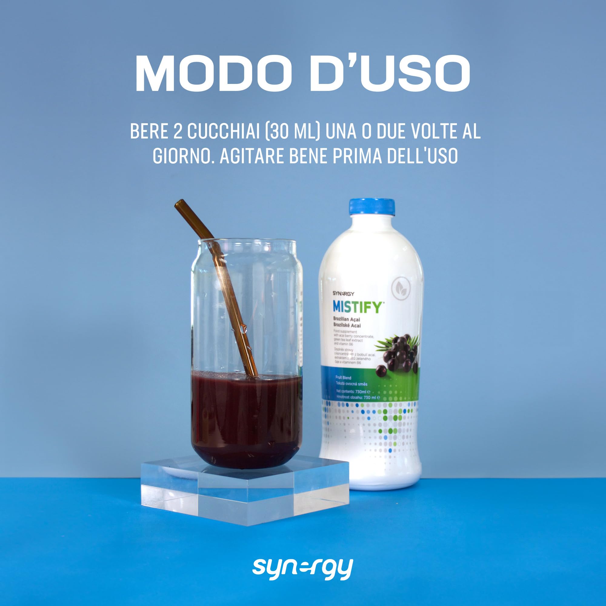 Synergy WorldWide Mistify 730ml | Integratore Liquido con Acai, Tè Verde e Frutti di Bosco | Detox | Supporta Sistema Immunitario, Nervoso ed Energetico | Antiossidante | 24 Porzioni