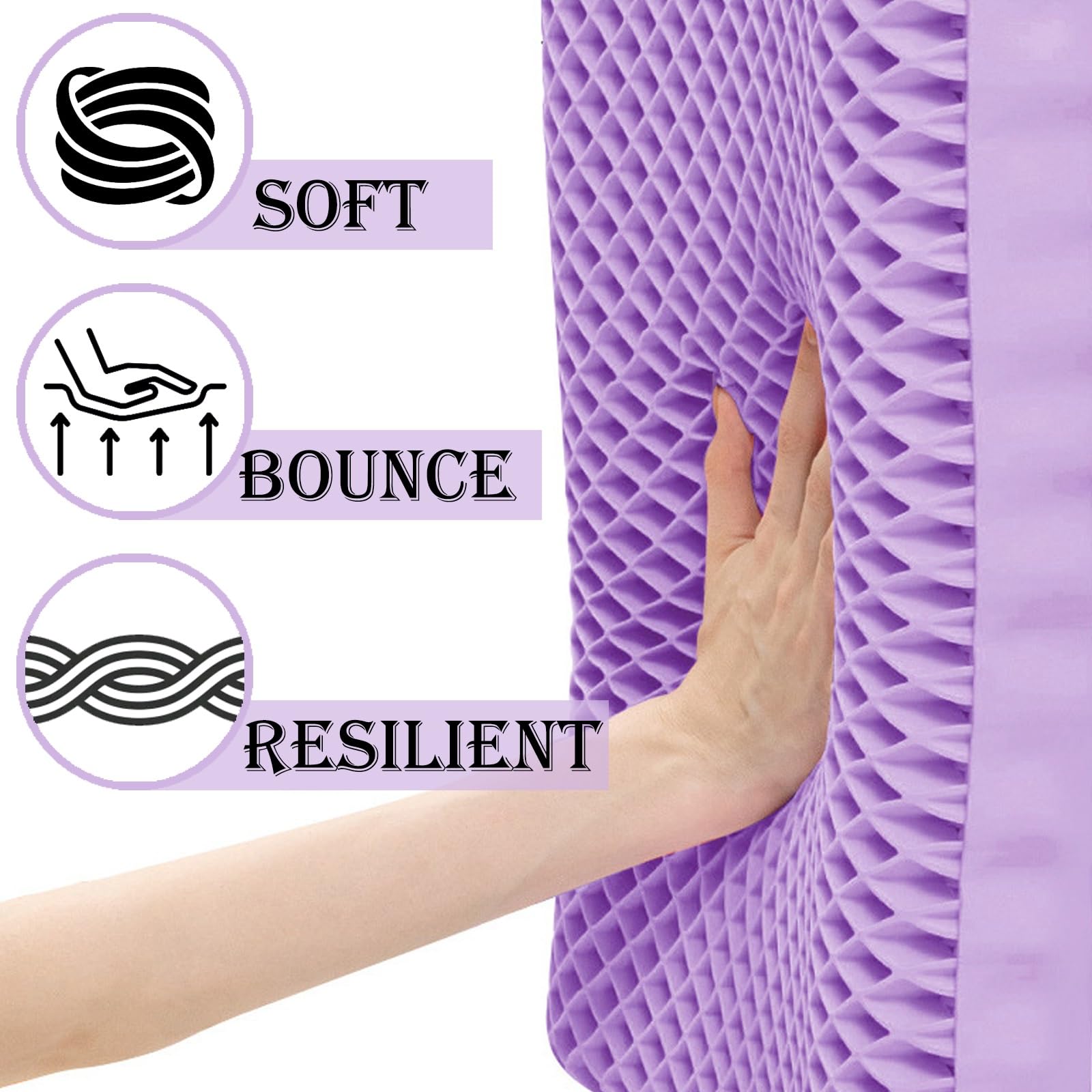 Kissenkern Aus Wabenlatex, Waschbarer Einsatz Aus Pektin-Gel, Ergonomische Nackenstütze für den Schlaf, Atmungsaktiv Und Kühlend(Purple)