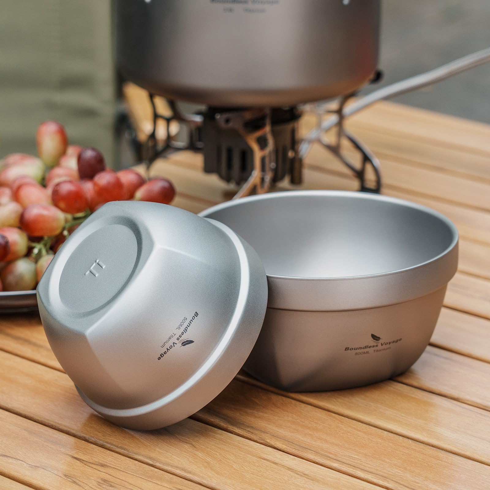 iBasingo 800 ml tytanowe miski na płatki owsiane żywność ryż zupa misa ultralekka przenośna zastawa outdoorowa kemping metalowa miska Ti1162T