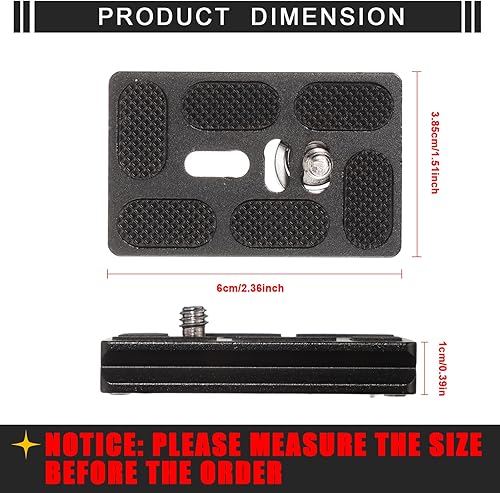 Miniatura 2 de 2 piezas de placa de liberación rápida de metal con tornillo de cámara de 14 a 20 placa de montaje de trípode para cámara DSLR, trípode de cabeza