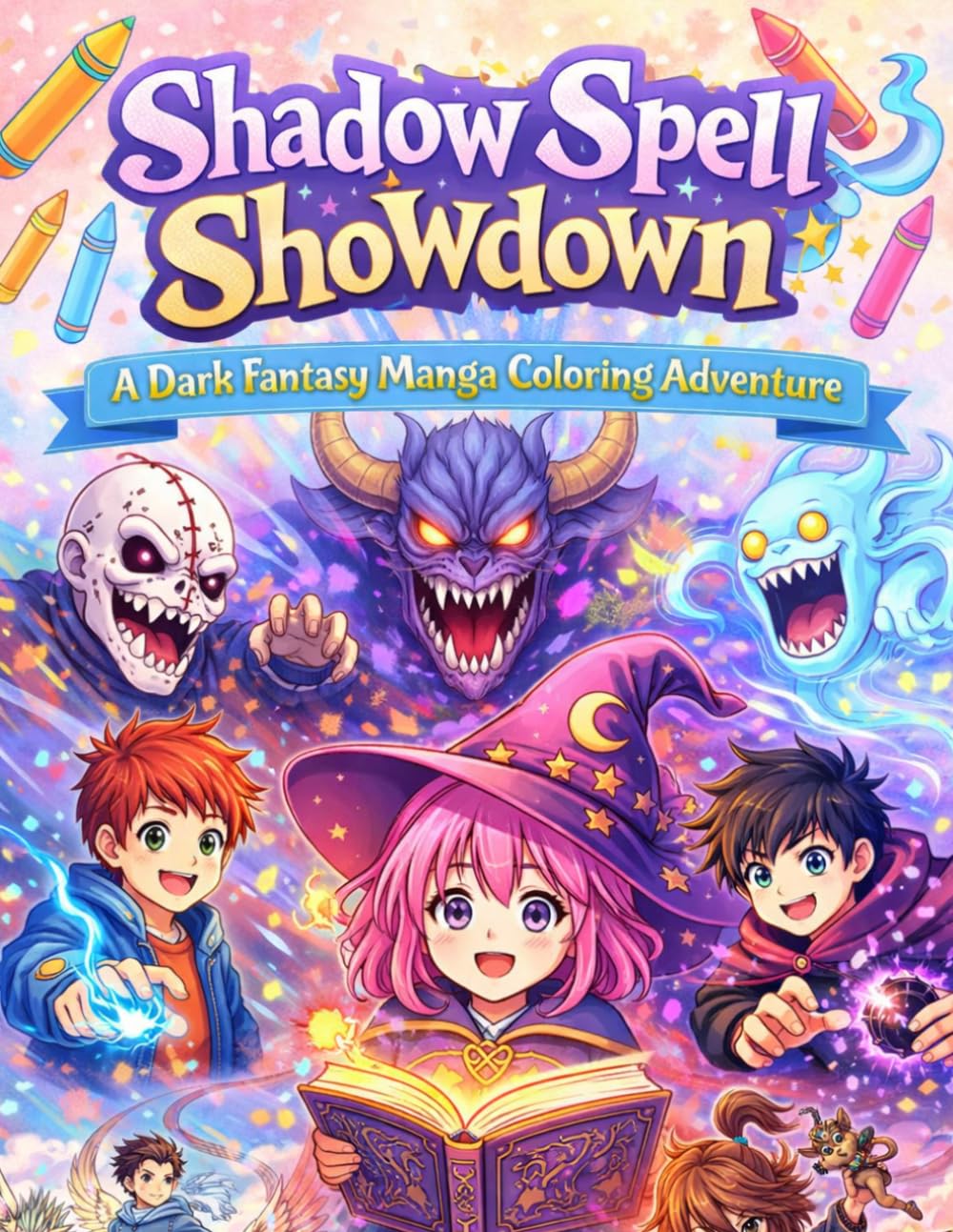 Shadow Spell Showdown: A Dark Fantasy Manga Coloring Adventure: Epic Manga Coloring Book for Teens & Kids Featuring Magical Battles, Shadow Powers, Anime Heroes, and Creative Fantasy Fun