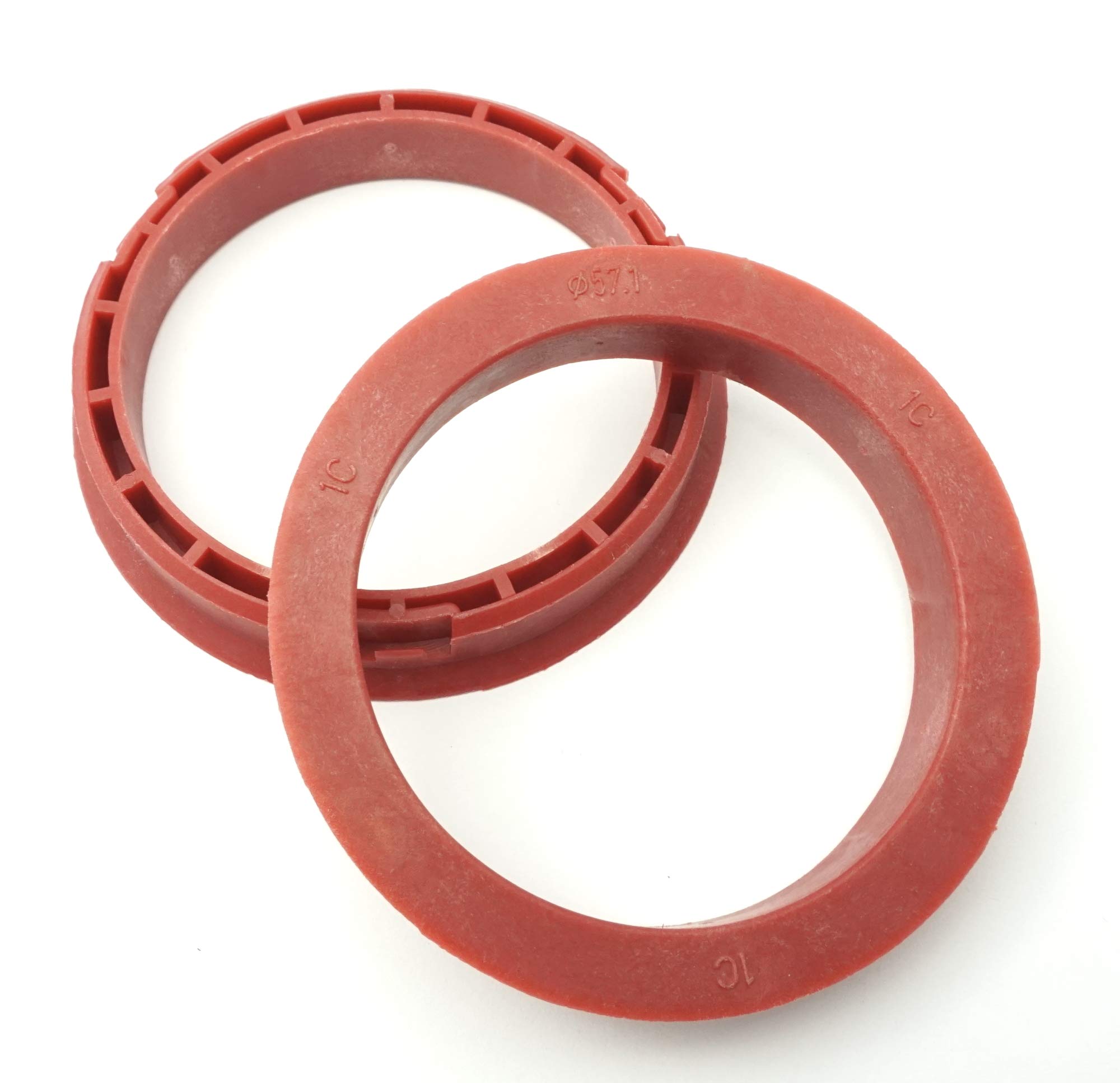 Ronal, 4 anelli di centraggio 68,0 – 57,1/68 su 57,1 rosso, compatibili con VW Audi, Seat Skoda