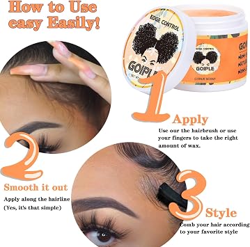 Edge Control Wax for Black Women Strong Hold Non-greasy Hair Gel Women Edge Control Gel for Afro Hair No White Residue, Shine, Afro Hair Products for Gel Hair(Citrus Scent)