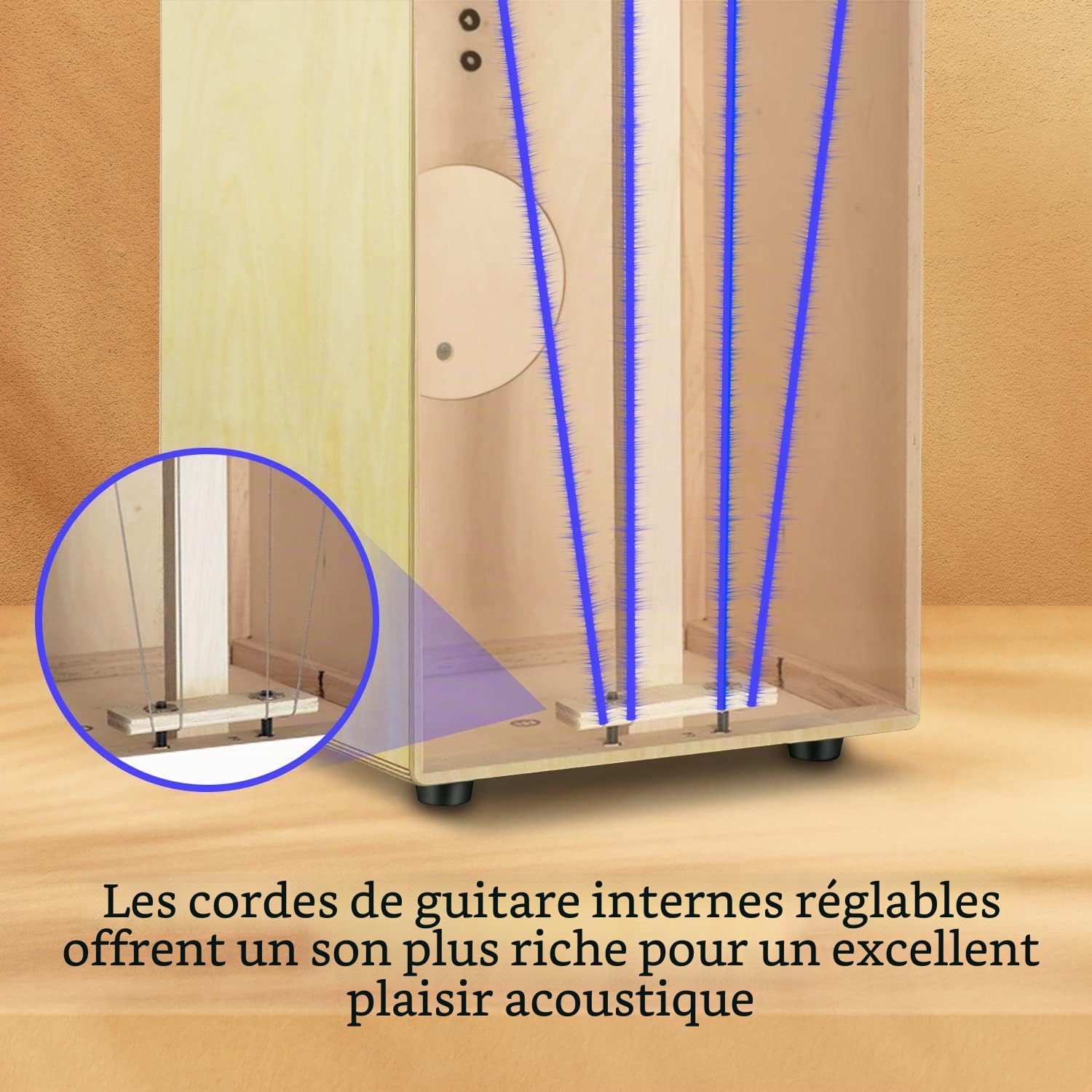 Donner DCD-1 Cajon Boîte de batterie en bois de bouleau, cordes métalliques internes avec sac de transport