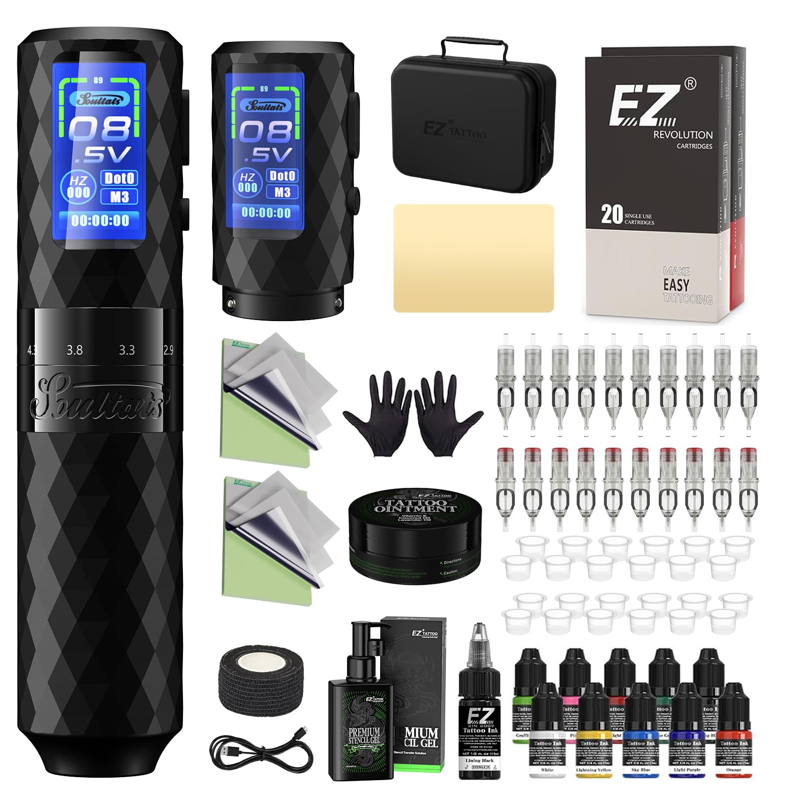 Amazon.com: EZ Tattoo Kit - Tattoo Gun Kit with 6 Strokes 2.5-4.8