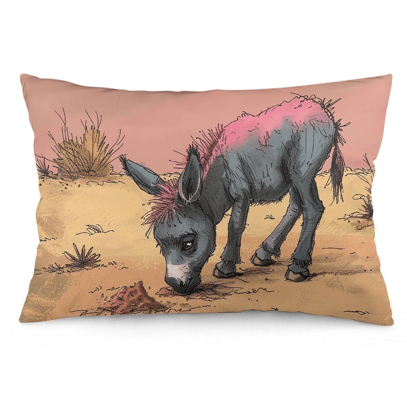 NTVOWPZO 2 Pack Decoration Throw Pillow Covers 12 "x20 Pillowcases Covers Donkey Eats Sand Pillowcases Modern Farmhouse Home Decor Sofa Cushions Covers for Couch Bed Living Room