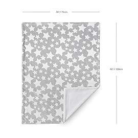 CREVENT 30X40 Cozy Soft Warm Two Layers Sherpa Baby Blanket for Girls Boys, Newborn Essentials for Infant, Baby Shower Receiving Gift - Star Grey 75X100cm