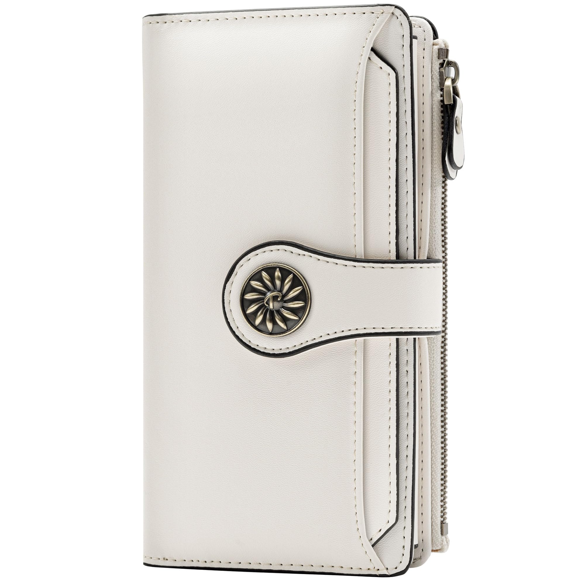 Travelambo Wallets Women RFID Large Capacity Luxury Waxed Leather Clutch Wallet Multi Card Organizer