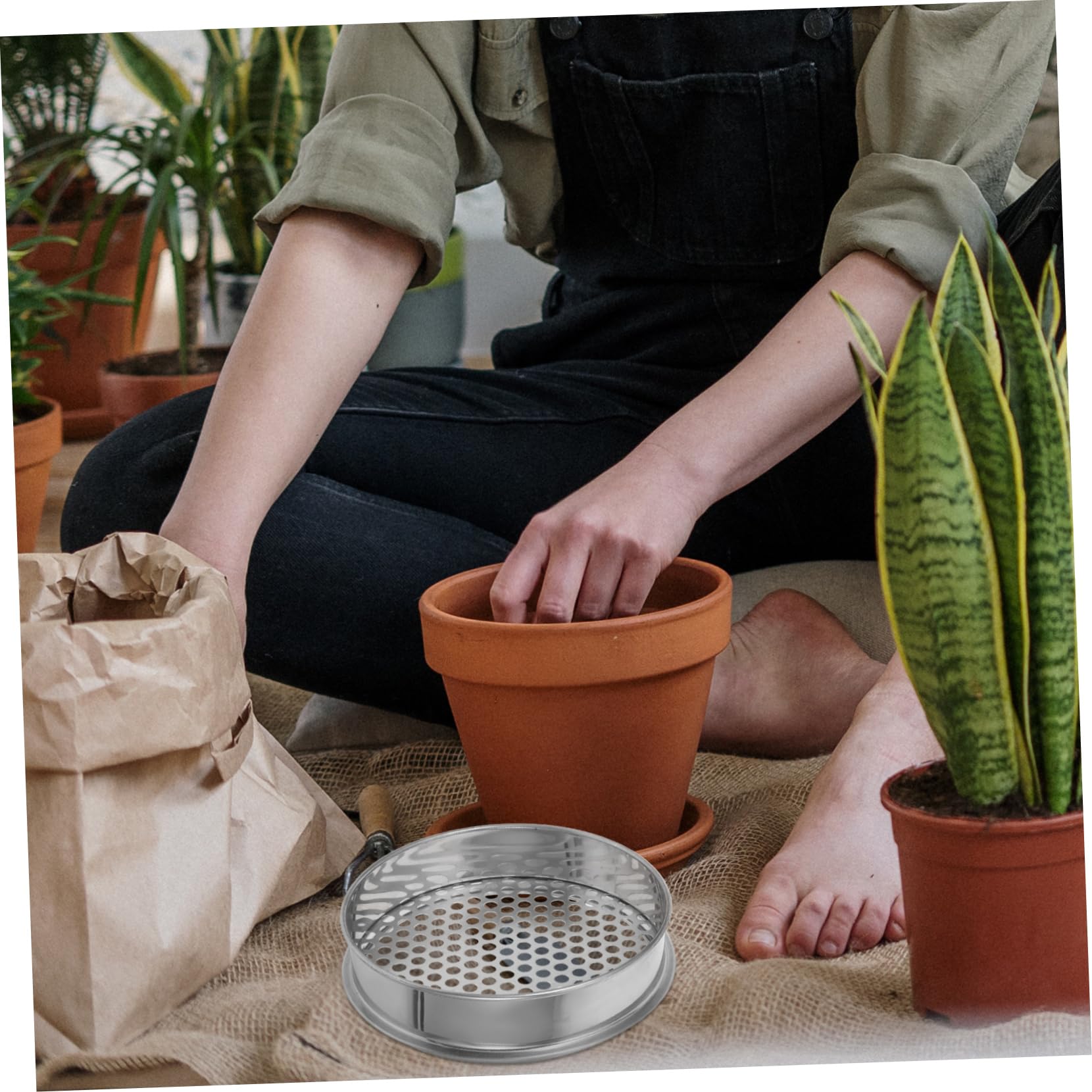 LIFKOME Edelstahl Gartensieb Rundsieb Maschenweite Robust Leicht Gartenerde Steine Sieb Kompost Durchwurfsieb Kompostsieb Handliches Gartengerät Für Gemüse Obst Partikel Filtern