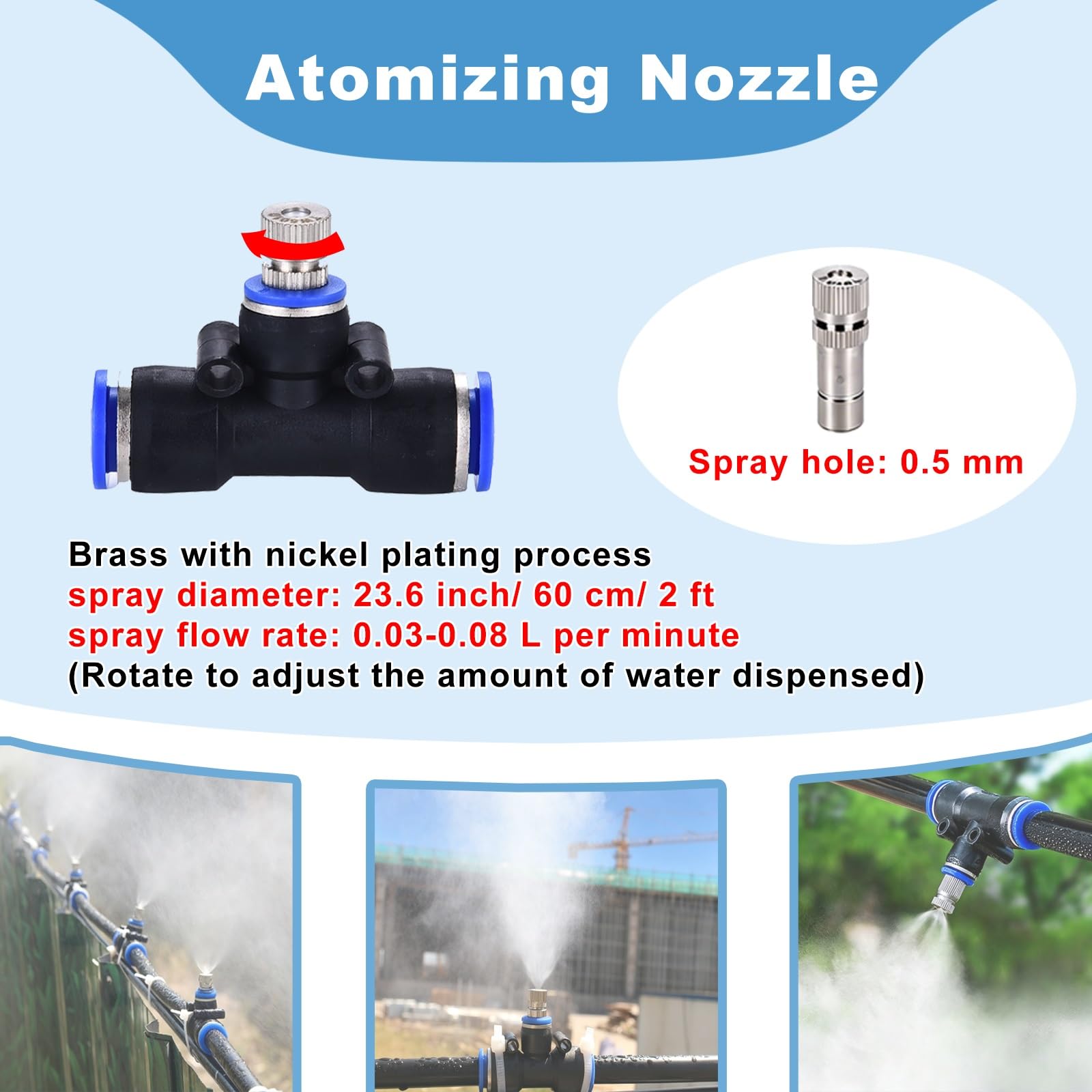 ERRULAN Sistema irrigazione Giardino Kit nebulizzazione Campeggio Outdoor, Sistema Spray Acqua per Tenda Spiaggia Giardino, raffrescamento Estivo | 32.8ft(10m)