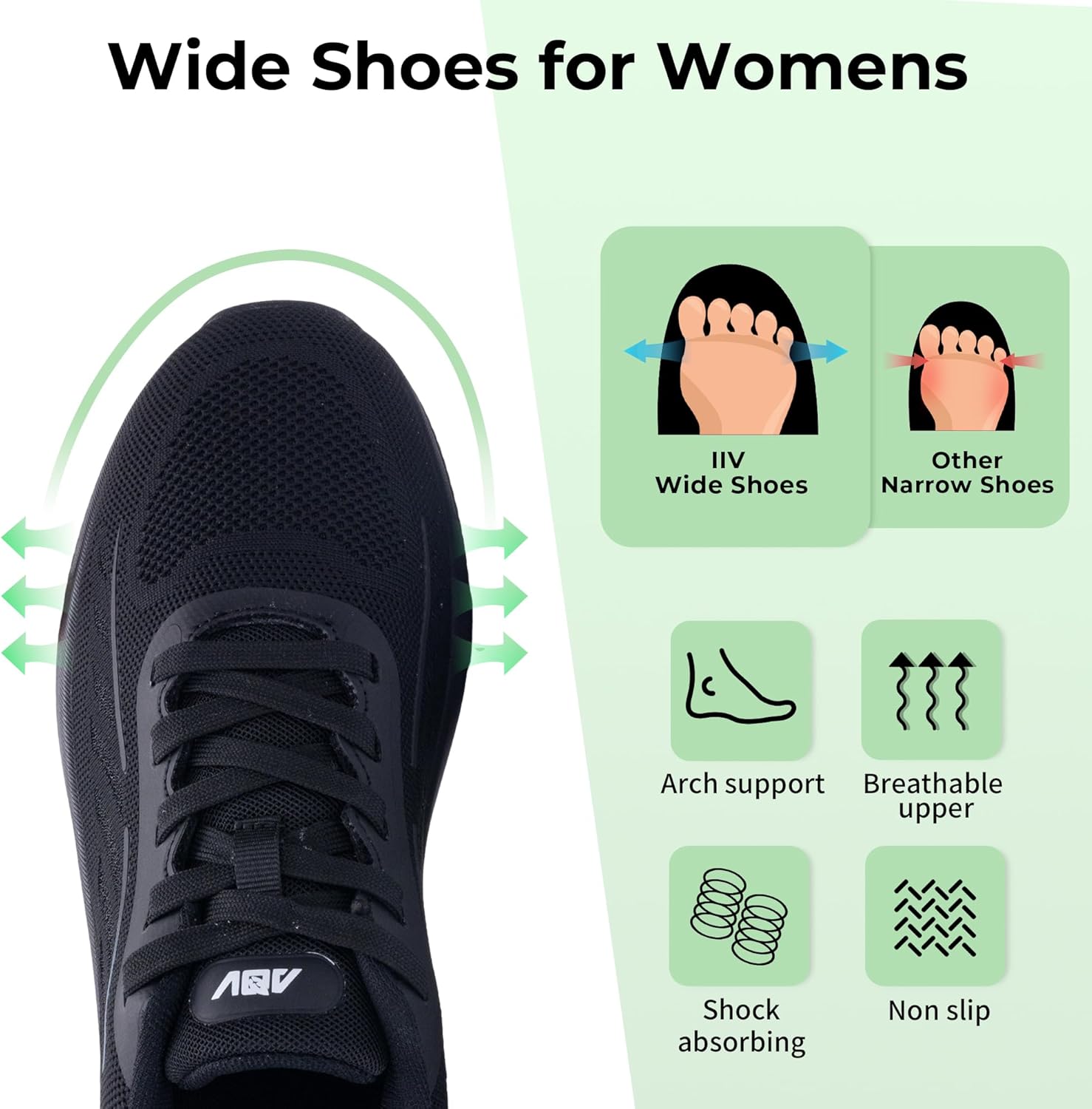 IIV Womens Walking Shoes Arch Support Casual Gym Workout Orthotic Fashion Sneakers for Plantar Fasciitis Pain Relief US 5.5-11 - Image 2