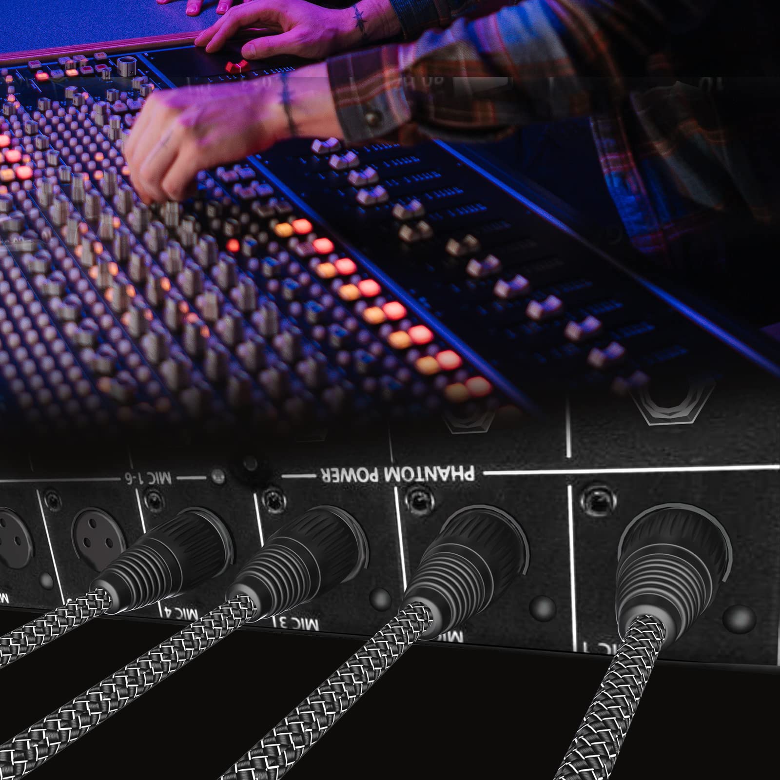 GeoHN.G Cavo XLR 8M-2 Pack, Cavo per Microfono a 3 Pin Cavo di Prolunga XLR da Maschio a Femmina Cavo Microfono Bilanciato Compatibile con Mixer Live Stage Speaker Registrazione Musicale e Altro