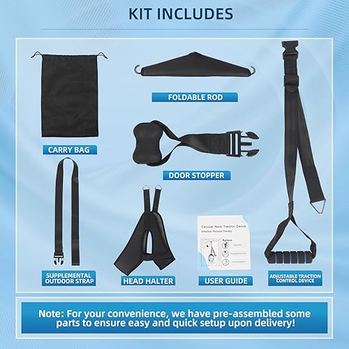 Miniatura 6 de Dispositivo de tracción cervical del cuello sobre la puerta, estirador de cuello portátil, terapia física casera eficaz para aliviar el dolor de