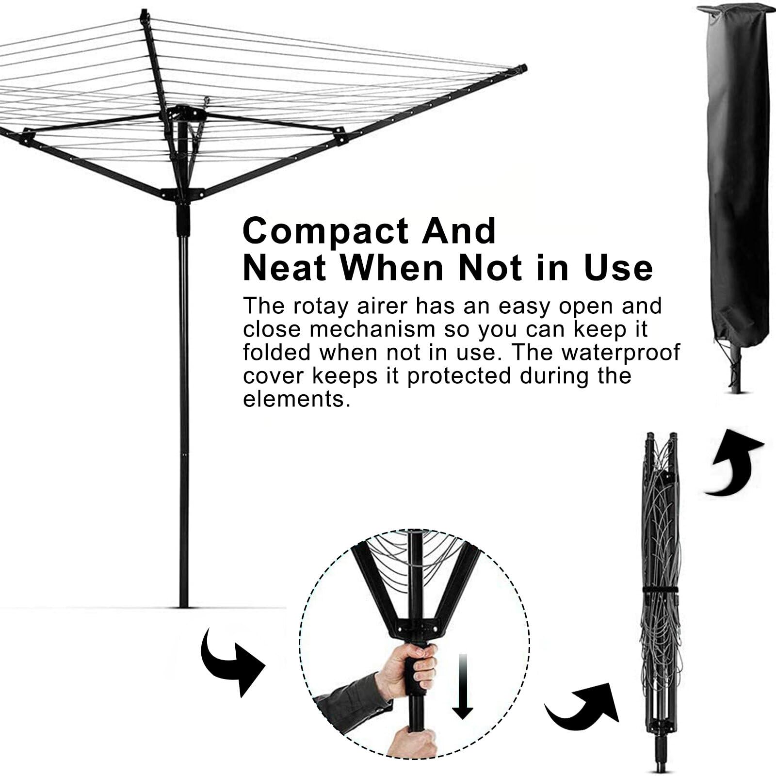 XiangSKY Rotary Washing Line Cover Heavy Duty Rotary Clothes Line Cover with Zip - Image 4