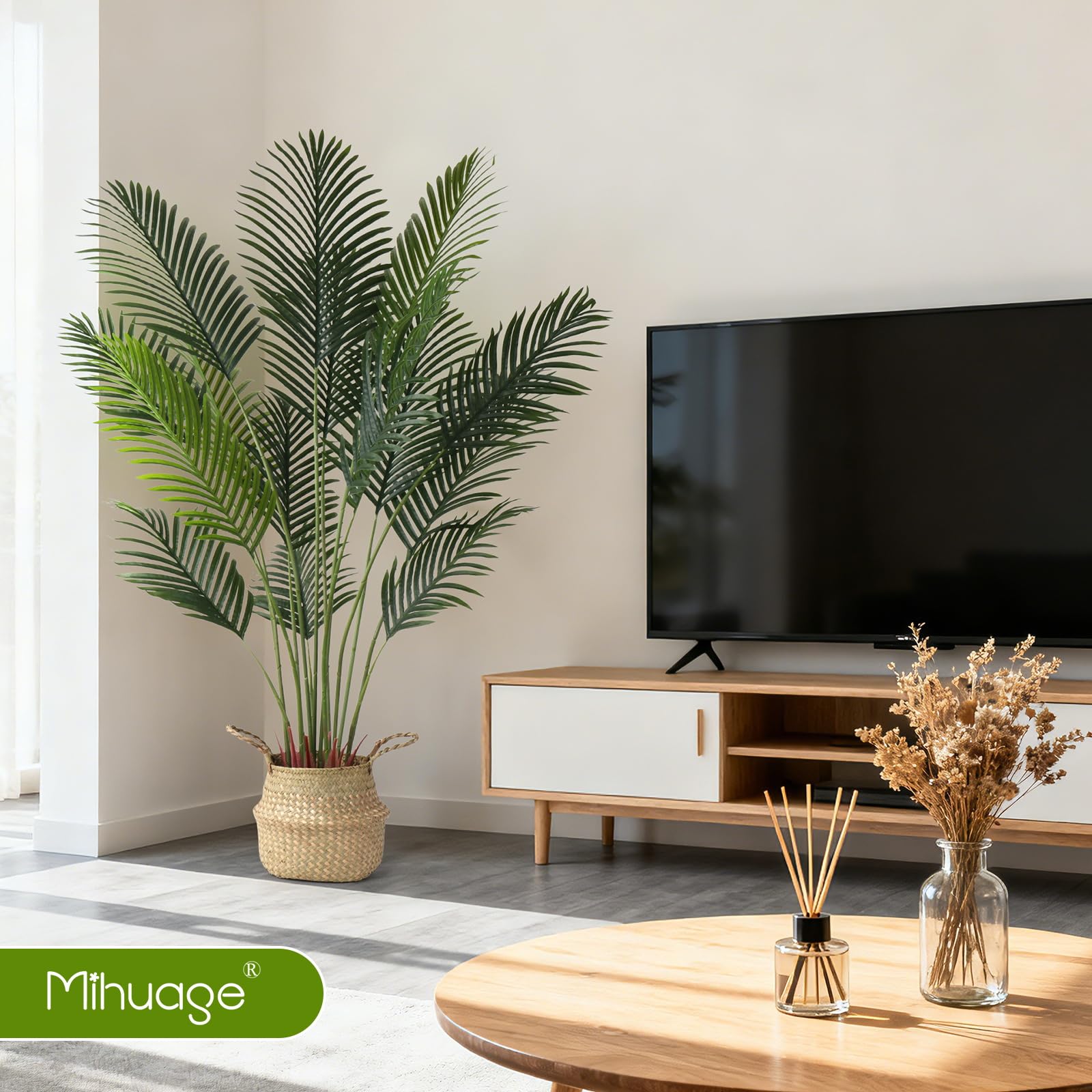 MIHUAGE Palma Areca artificiale, 160 cm, albero realistico per decorazione domestica, Ramadan e decorazione moderna per la casa, per interni ed esterni e ufficio, regalo perfetto per l'inaugurazione