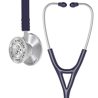 ELKO EL-060 CARDIO III SS Stainless Steel Acoustic Stethoscope | Two-Way PVC Tubing | Double Sided Chestpiece For Adult & Pediatric Patient (Blue)