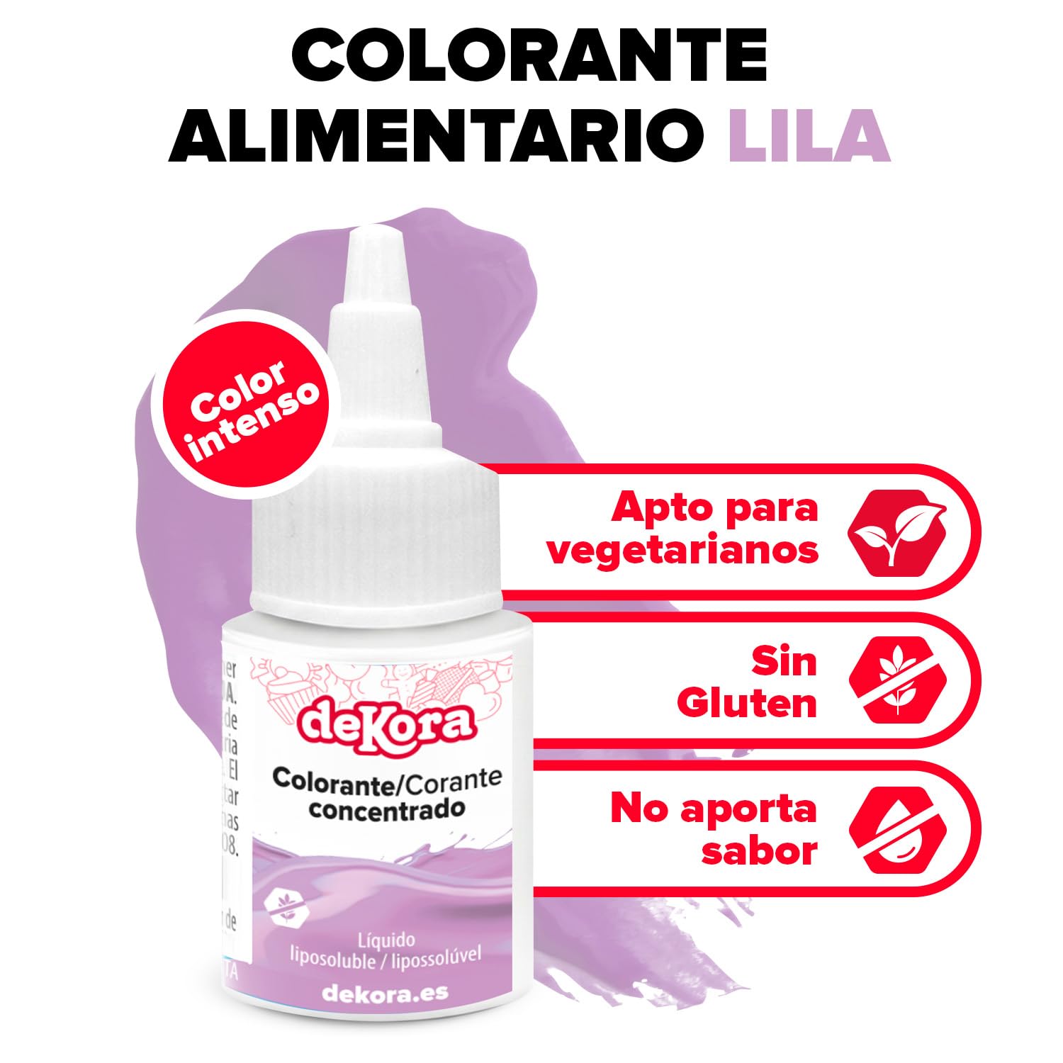 dekora – Super Colors Colorante Alimentario Lila Liposoluble Concentrado | Ideal para Chocolate, Buttercream y Masas Grasas | Dosificación Precisa | 30 ml