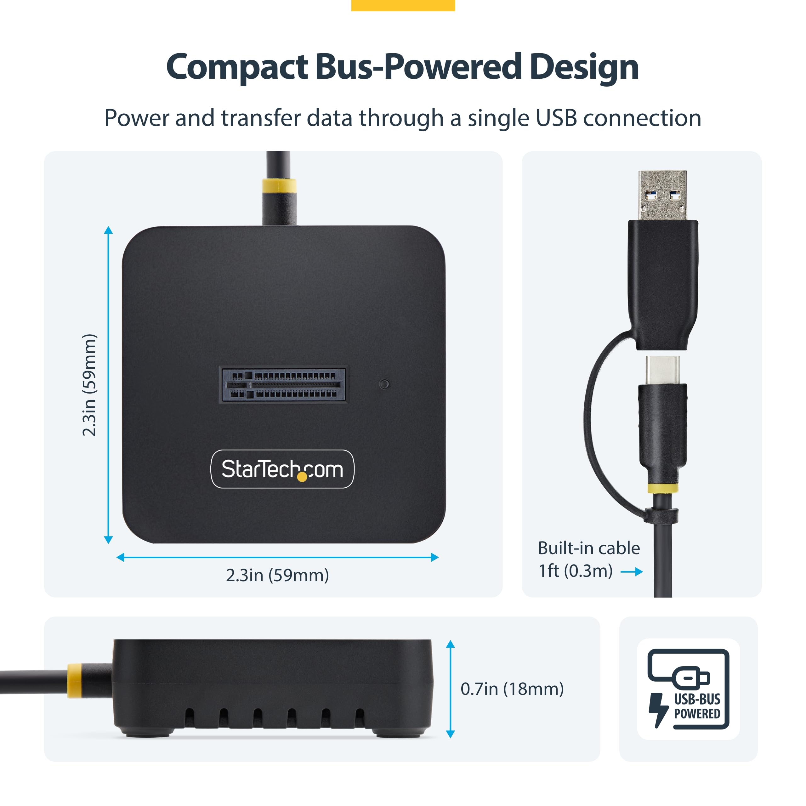 StarTech USB-C und USB-A auf M.2 NVMe Dock Adapter, 10Gbps, Tool-Free externer M.2 NVMe SSD Reader, B+M und M-Key
