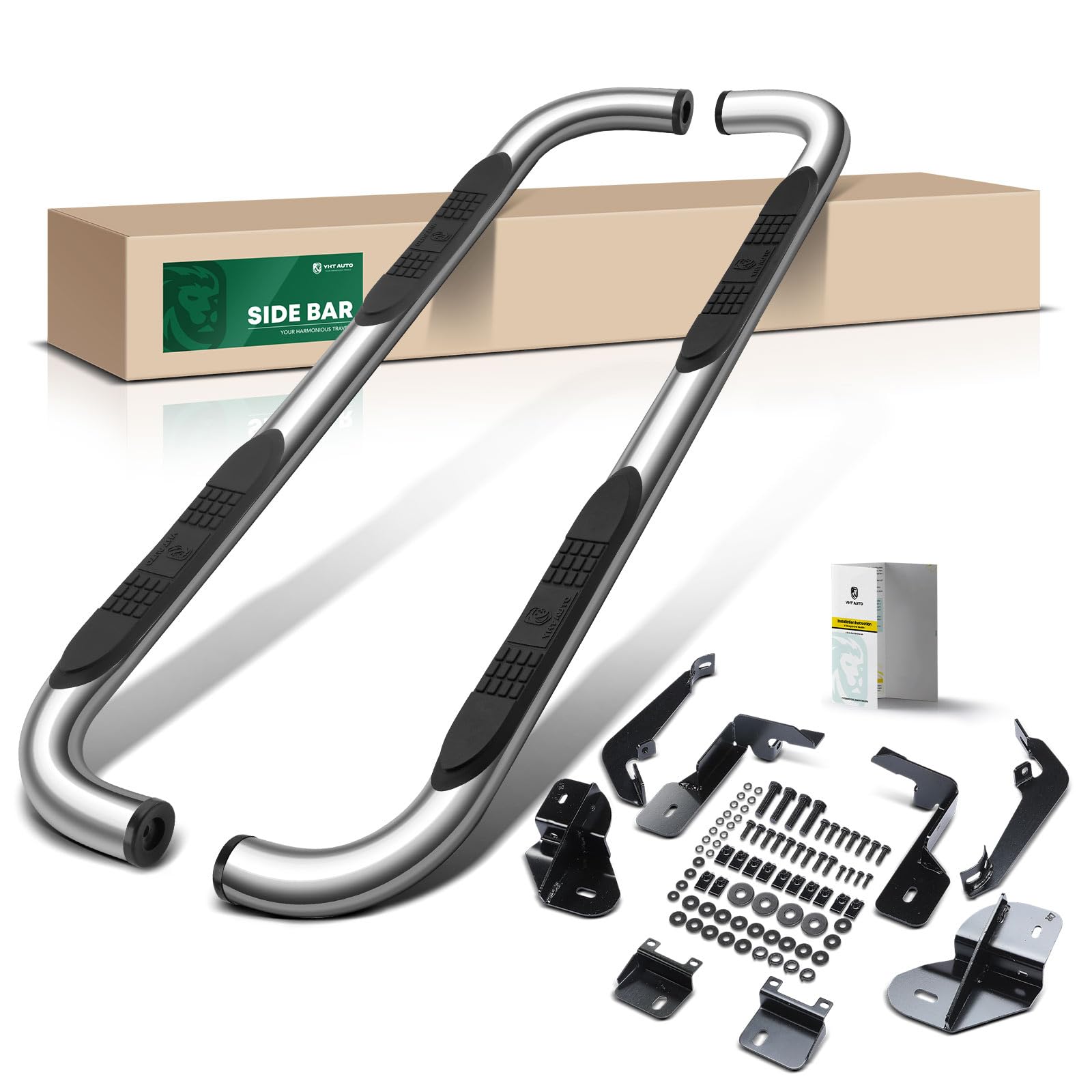 YHTAUTO 3 Inch Running Boards Side Steps Compatible with 2015-2022 Chevy Colorado & GMC Canyon, Extended/Double Cab, 90° Bent Ends Stainless Steel