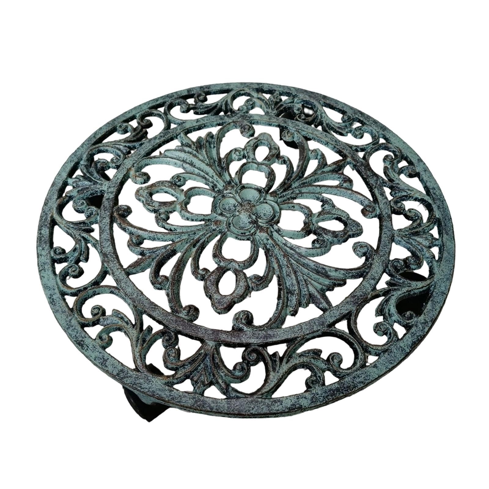 Gralara Support à Plantes à roulettes, déplace-Pot, Accessoires métalliques Polyvalents, Pratique pour l'intérieur et l'extérieur, Chariot à Fleurs, Bleu