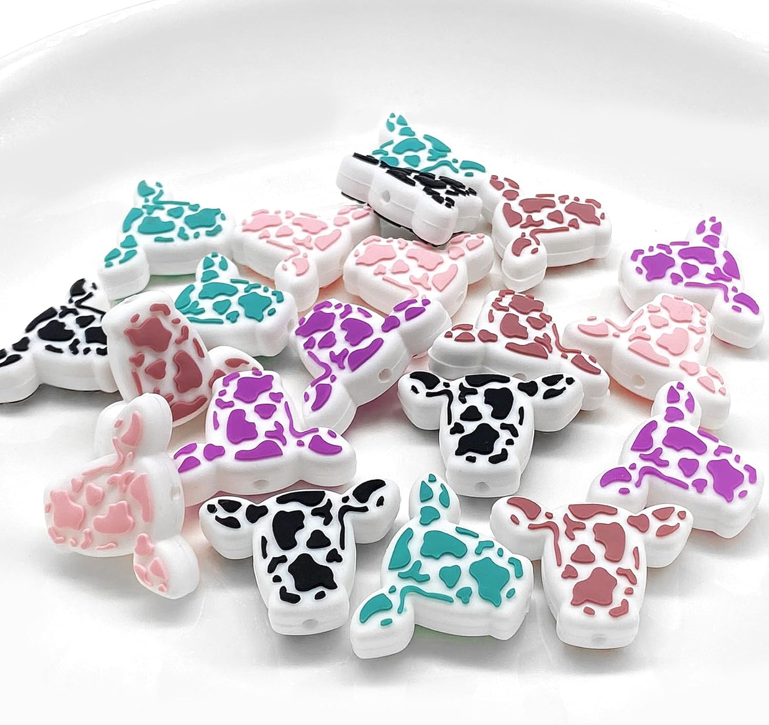 Silicone Beads, 20 PCS Cute Animal Silicone Focal Loose Beads Accessory for DIY Keychains Bracelet Necklace Pens Lanyard Making (Cow) - Image 3