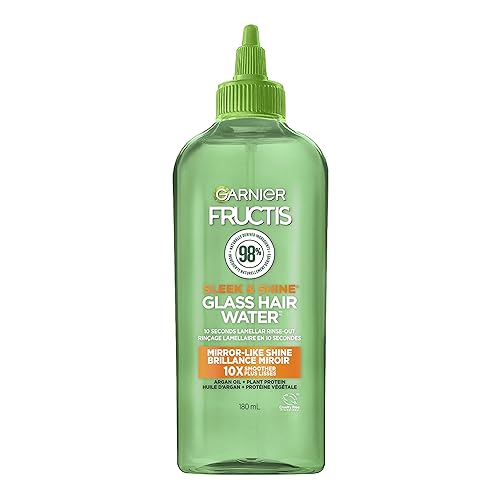 Garnier Fructis Sleek & Shine - Agua de vidrio para el cabello, enjuague laminar, 10 segundos, aceite de argán, 6.0 onzas líquidas, 1 unidad (el