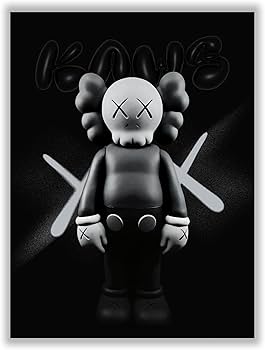 Amazon.co.jp: Zagly Wall Decor Aesthetic Kaws モノクロポスター 額