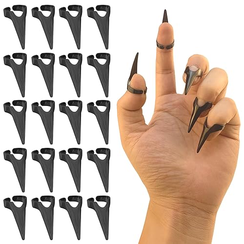 20 piezas de garras de dedo para cosplay, anillos de garra ajustables abiertos, juego completo de uñas de metal, punk, rock, herramienta de