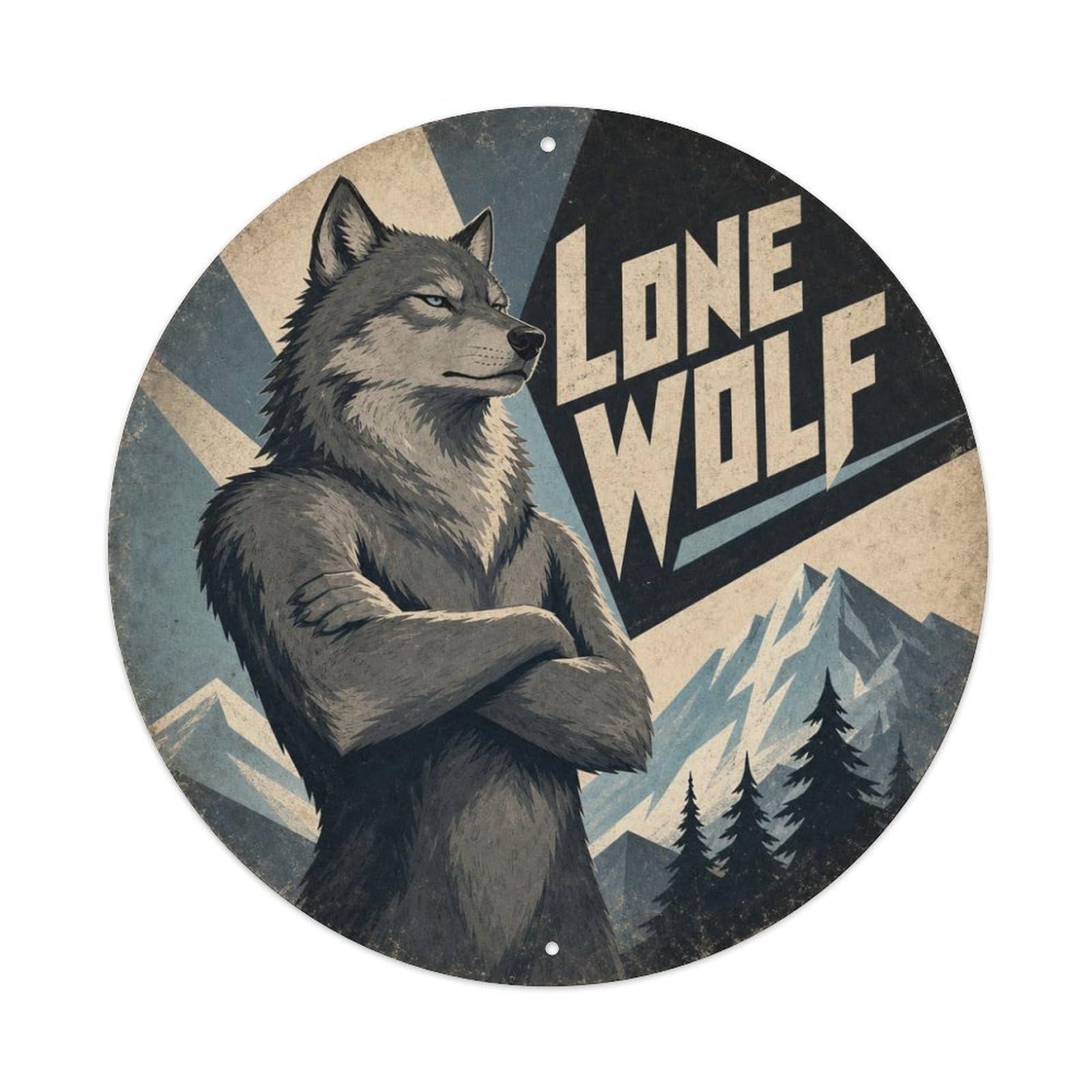 Folk Style Wolf Predator Wildlife Vintage Bold Nature Metal Tin Sign