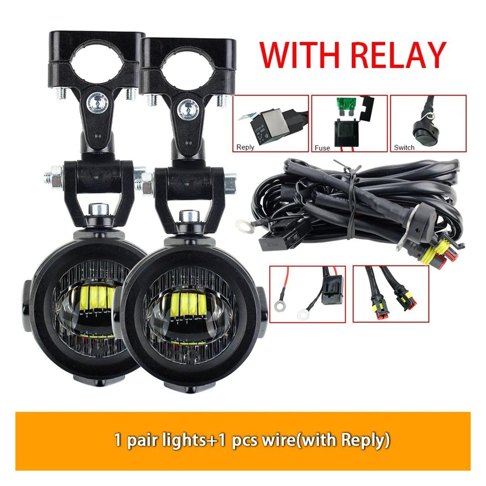Phares Avant pour Moto pour BMW R1200GS F800GS F700GS F650 K1600 40W 6000K Moto Feu Antibrouillard Feux Auxiliaires Avant Phares(Set C)