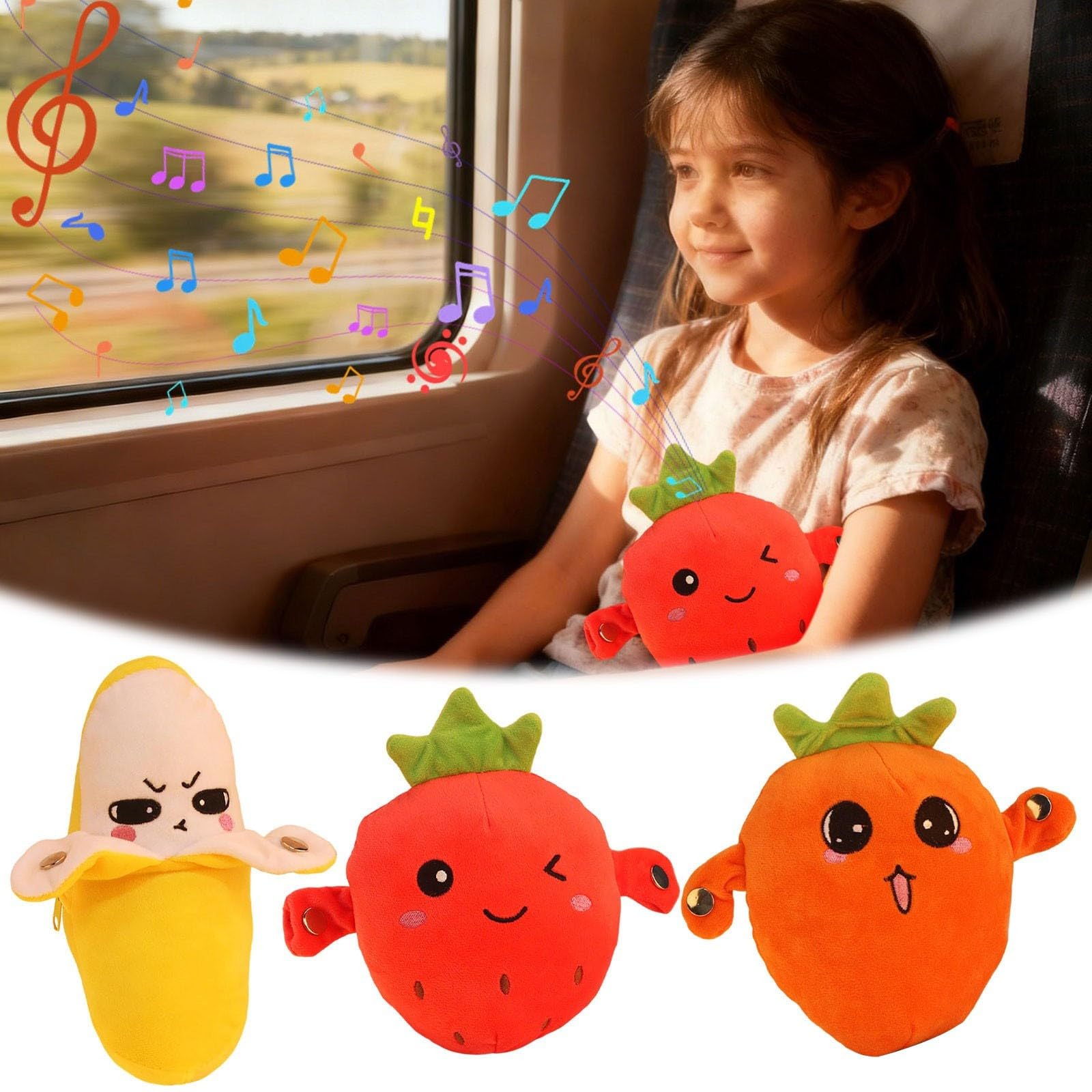 Interactive Musical Plush Toy with Sounds, Touch-Sensor Soft Interactive Figure, Fun & Playful Sound-Activated Toys for Kids, Touch-Sensitive Banana Plush Toy for Parent-Child Play