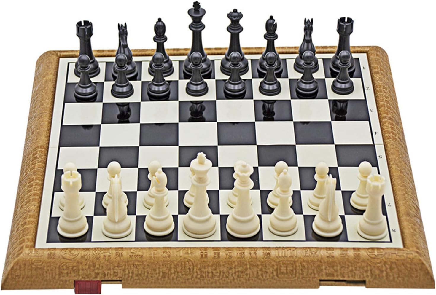 Juego de ajedrez portátil de Viaje Internacional, Juego de ajedrez de plástico Plegable con Tablero, Piezas magnéticas y Caja de Almacenamiento